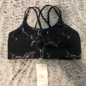 Buff bunny black marbled sports bra